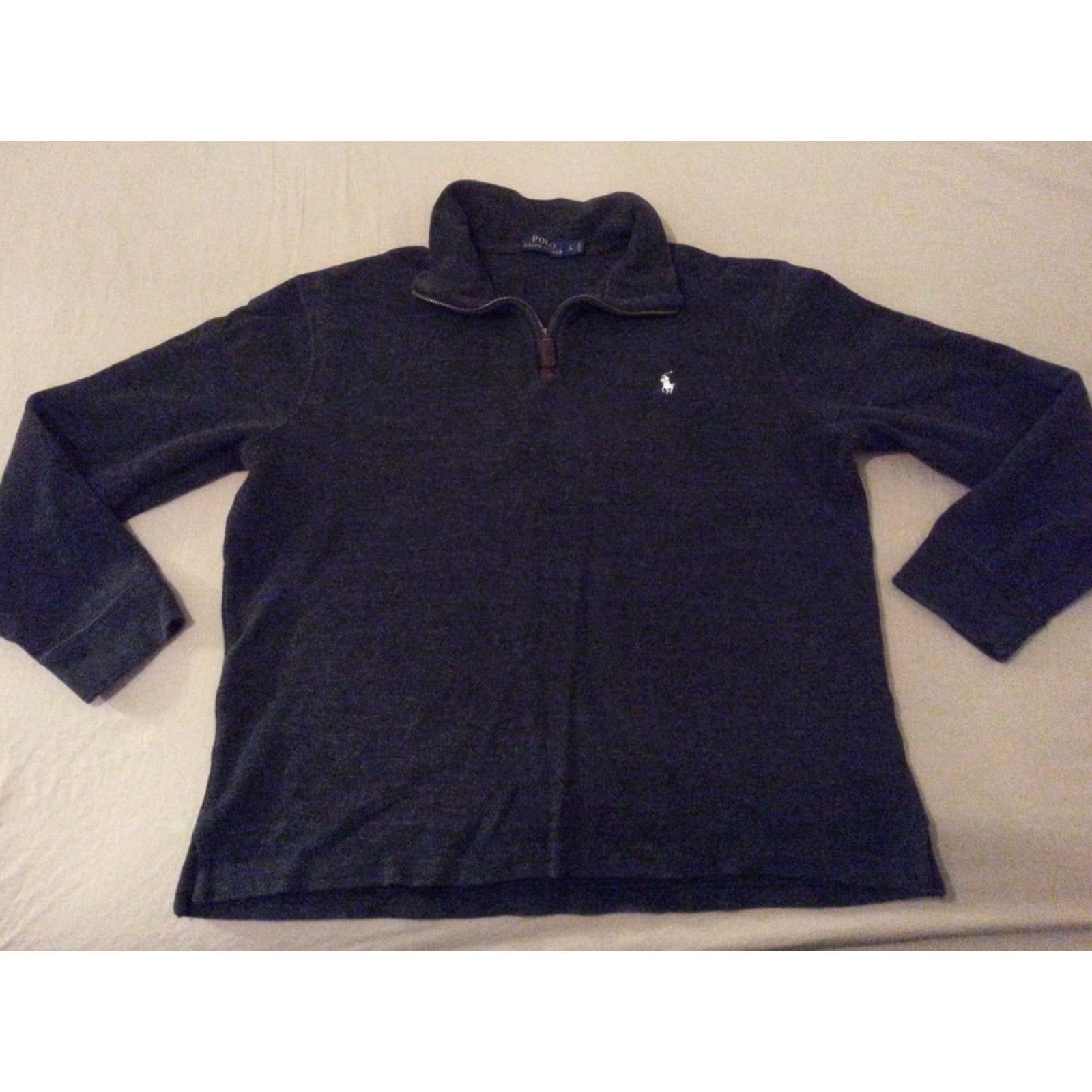 Polo Ralph Lauren Polo Ralph Lauren Mens Polo Shirt 1/2 Zip Sweater L Large Gray Cotton Size US L / EU 52-54 / 3 - 2 Thumbnail