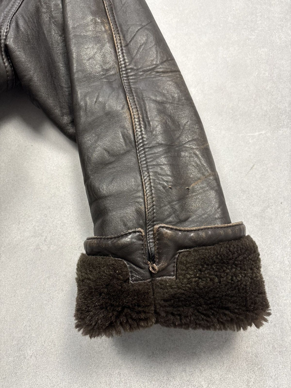 Vintage Vintage Italian Leather Shearling Jacket Aviator Brown Biker Size US M / EU 48-50 / 2 - 8 Thumbnail