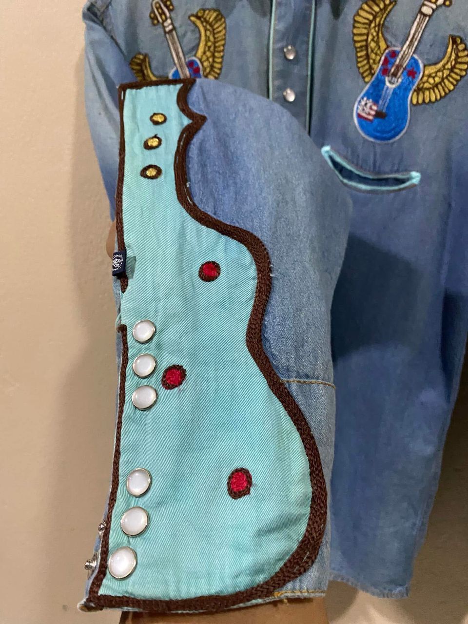 Rockmount Ranch Wear Rockmount Ranc Wear Embroidered Denim Shirt Guitar Motif Size US S / EU 44-46 / 1 - 4 Thumbnail