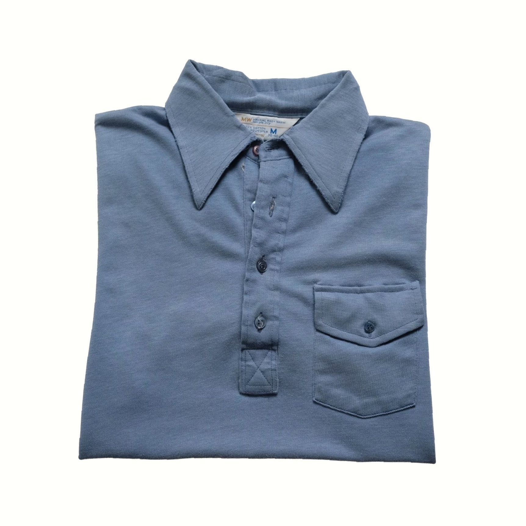 JCPenney VINTAGE JC PENNEY Big Collar Blue Polo Casual Pocket T Shirt M USA Made 70s Disco Mens Size US M / EU 48-50 / 2 - 2 Thumbnail