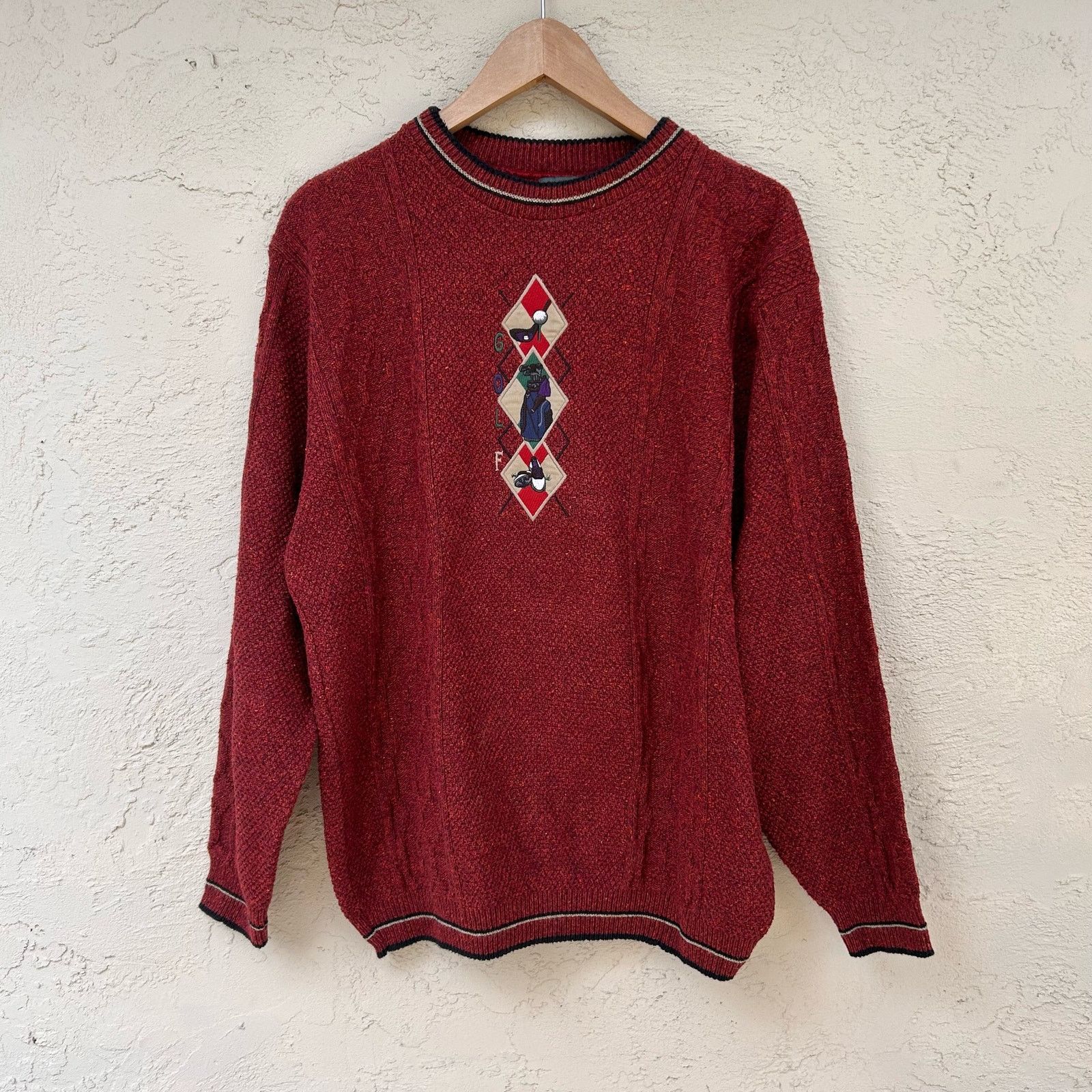Haggar Vintage Golf Embroidered Cable Knit Grandpa Sweater Size L Size US L / EU 52-54 / 3 - 1 Thumbnail