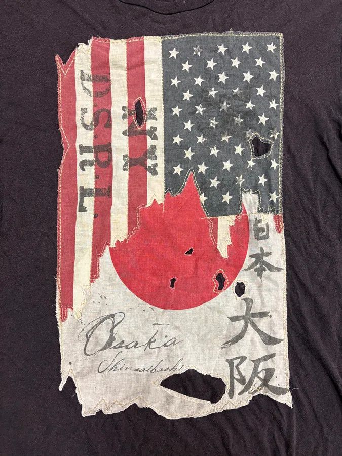 Polo Ralph Lauren 2000s Ralph Lauren Denim & Supply USA Japan Destroyed Flag Faded Black T-Shirt Size US M / EU 48-50 / 2 - 7 Thumbnail