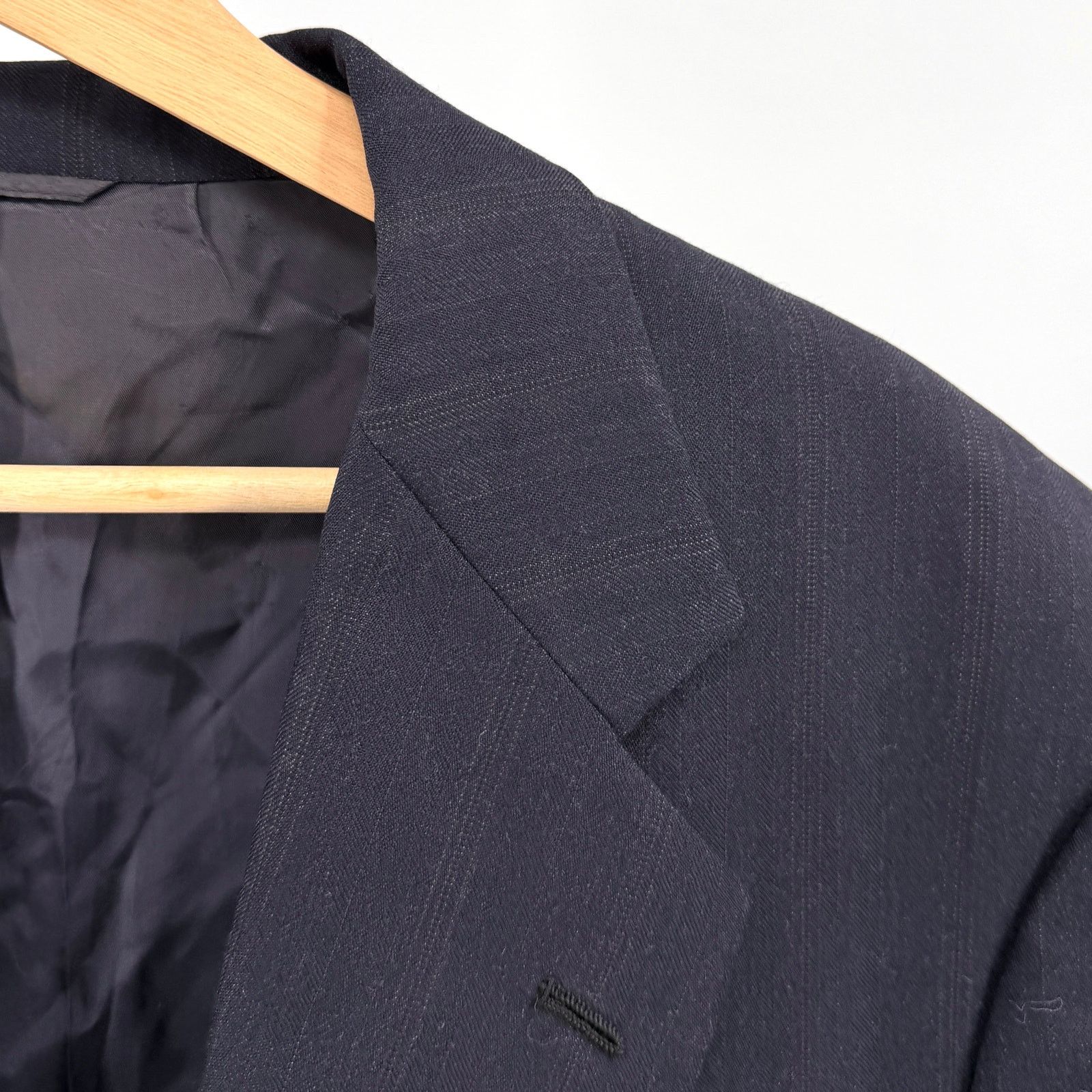 Barneys New York Vintage 80s Navy 100% Wool Pinstripe Blazer Jacket Size 42L - 2 Thumbnail