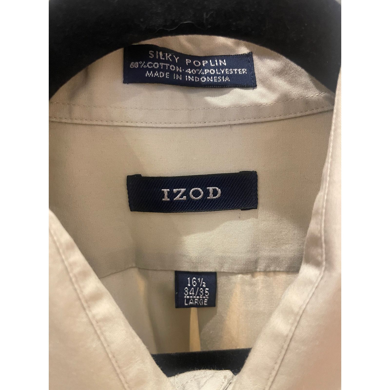 Izod IZOD Men’s Dress Shirt Large 16 34/35 Cream Button Down Size US L / EU 52-54 / 3 - 2 Thumbnail