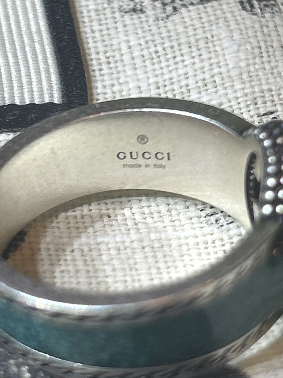 Gucci Gucci Interlocking G Turquoise Enamel Ring 14mm AG925 Size ONE SIZE - 3 Thumbnail