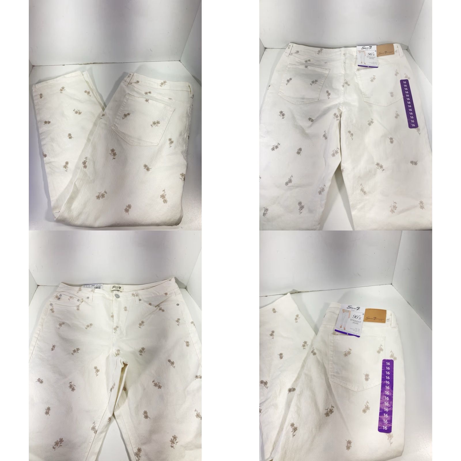 Vintage VINTAGE Seven7 90s Straight Jeans Women Size 16 38X31 White Denim Floral Stretch NWT Size 38" / US 16 / IT 52 - 9 Thumbnail