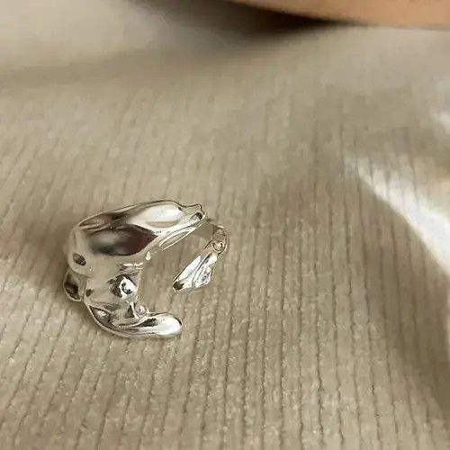 The Leather Shop Abstract Ring Slime Silver Modern Punk Art Psychedelic Size ONE SIZE - 2 Thumbnail