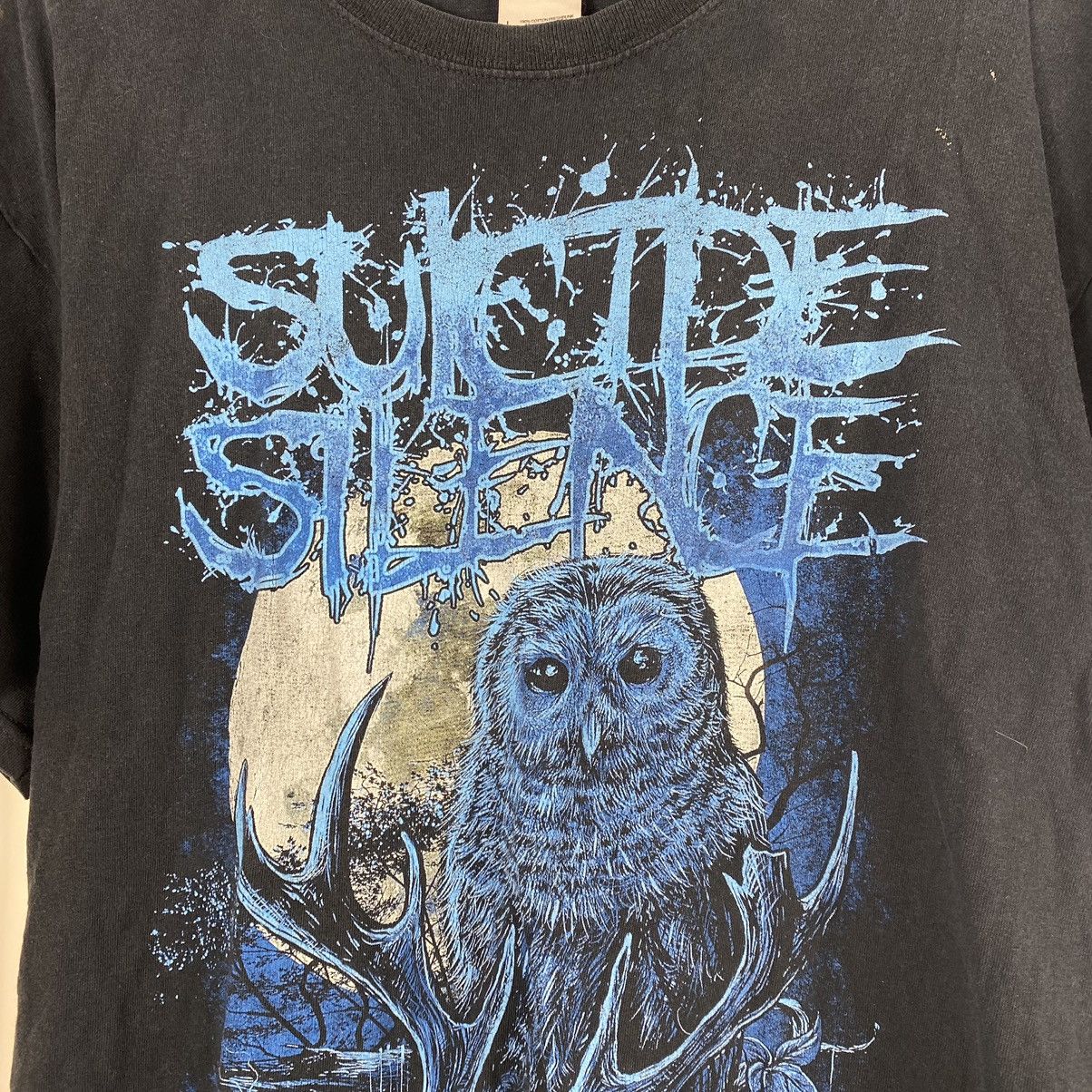 Band Tees SUICIDE SILENCE Y2K OWL PRINT FADED T SHIRT Size US L / EU 52-54 / 3 - 2 Thumbnail