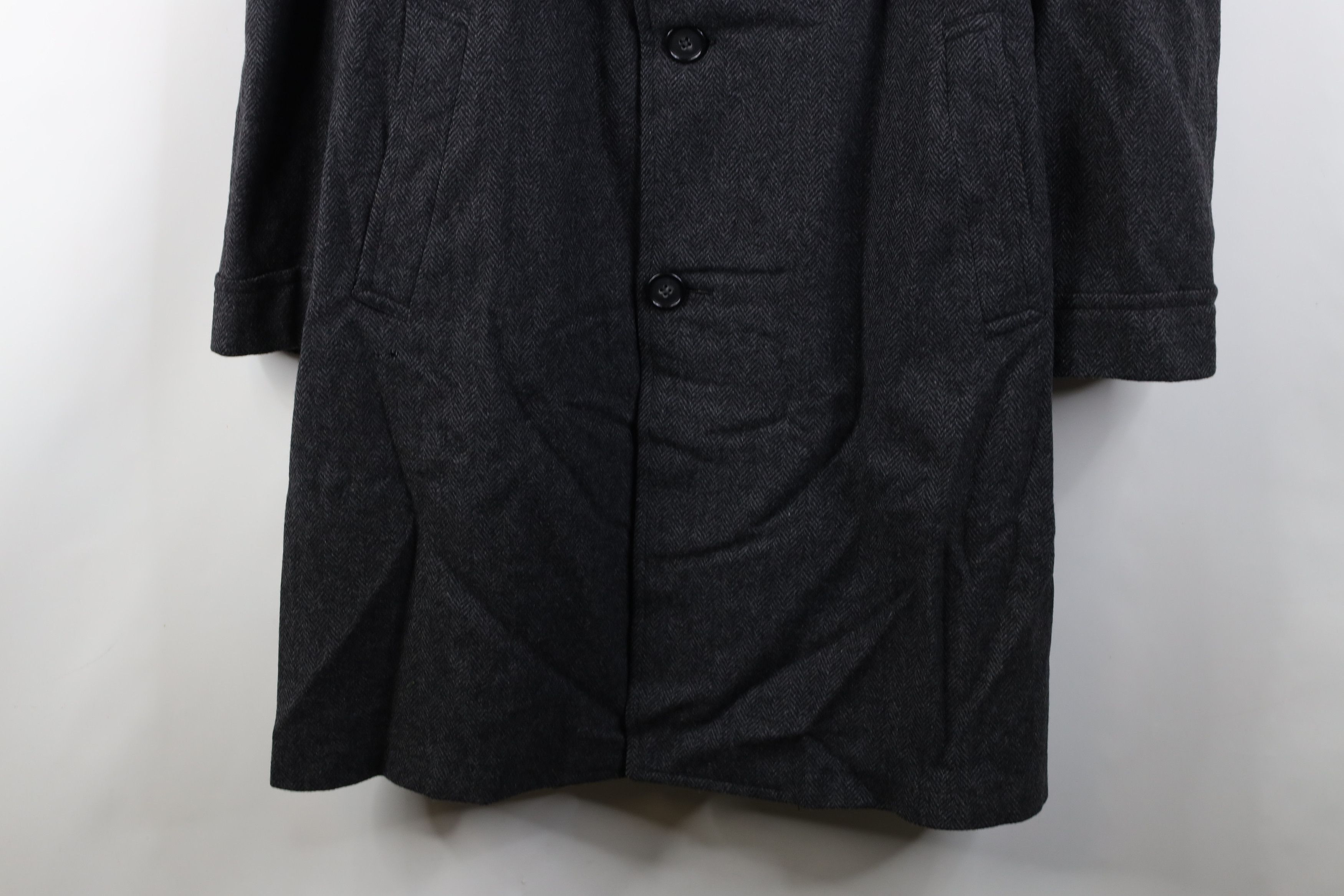 Vintage Vintage 50s Streetwear Wool Herringbone Overcoat Jacket USA Size US XXL / EU 58 / 5 - 3 Thumbnail