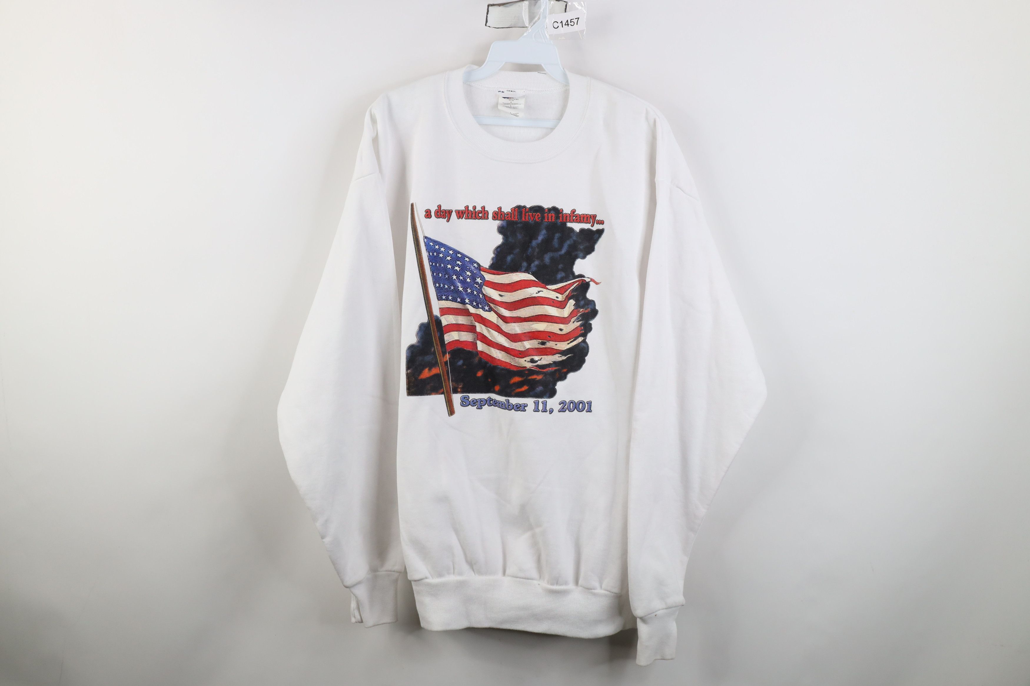 Vintage Vintage Y2K 2001 World Trade Center Flag Sweatshirt White Size US L / EU 52-54 / 3 - 1 Thumbnail