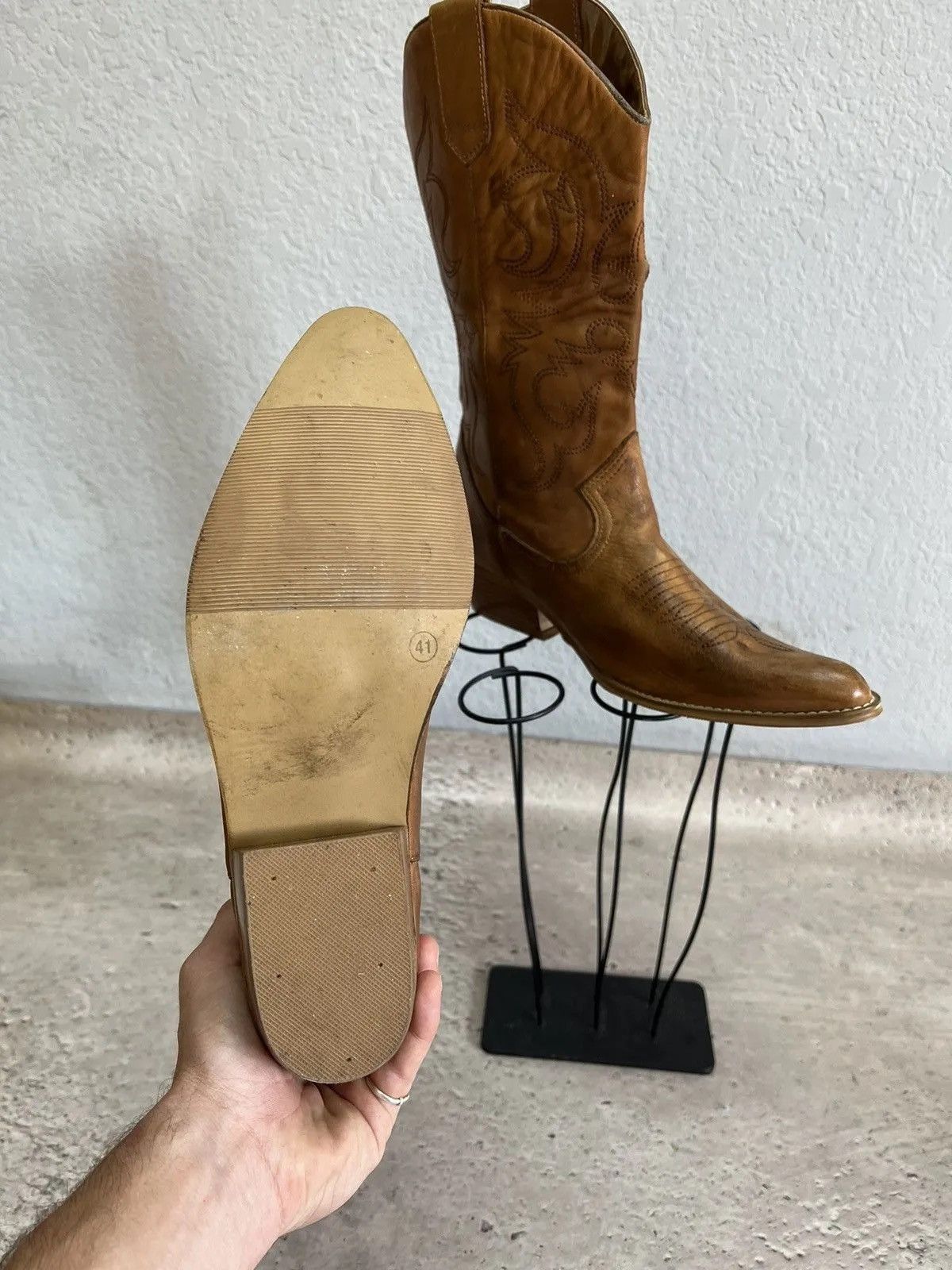 Western Rise Vintage western guidi style moto leather boots brown 90s Size US 8 / EU 41 - 11 Thumbnail