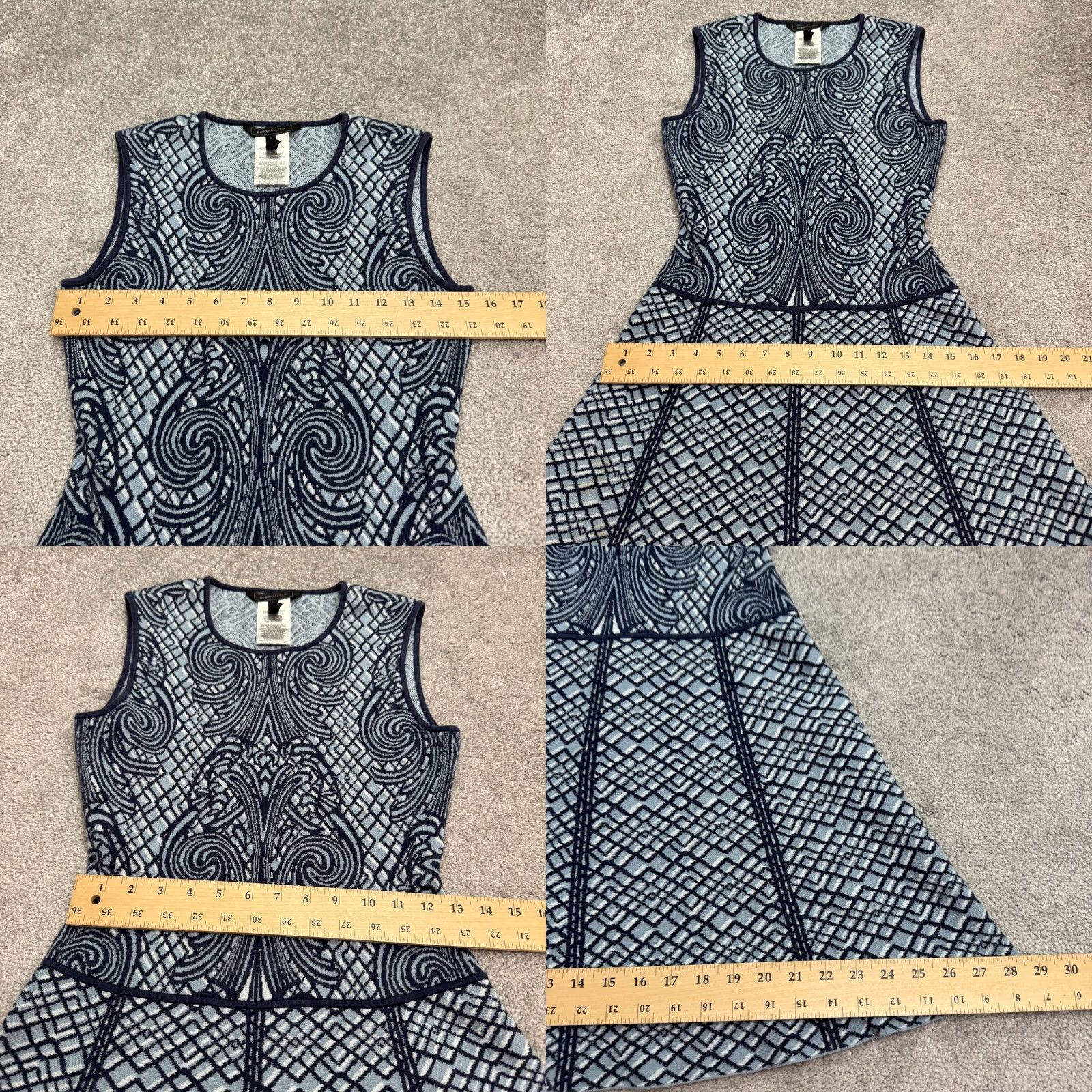 Bcbgmaxazria BCBGMAXAZRIA Blue Geometric Jacquard Knit Mini Dress Womens Medium Size M / US 6-8 / IT 42-44 - 9 Thumbnail