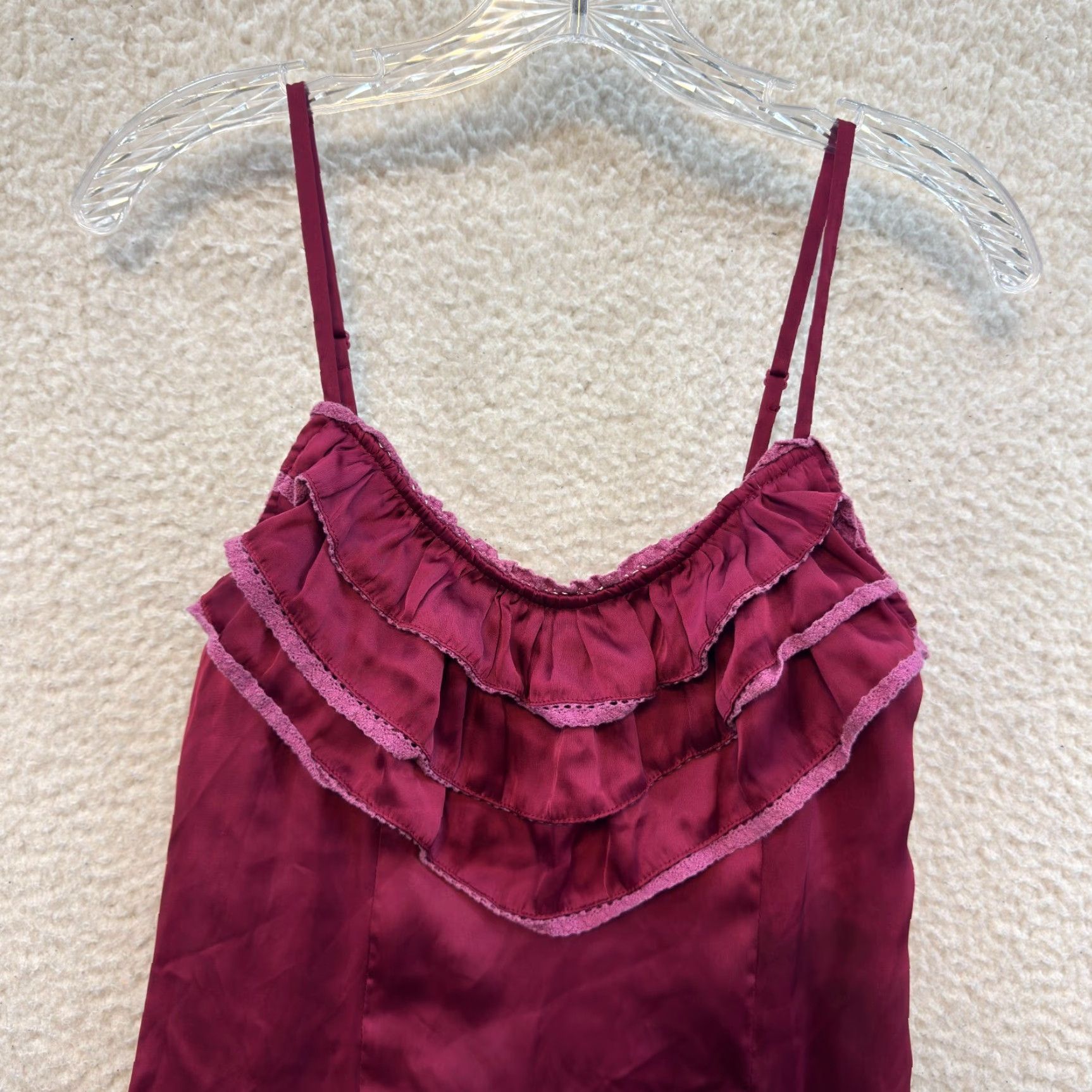 Vintage VINTAGE Esley Slip Dress S Regular Red Satin Edwardian Victorian Size S / US 4 / IT 40 - 3 Thumbnail