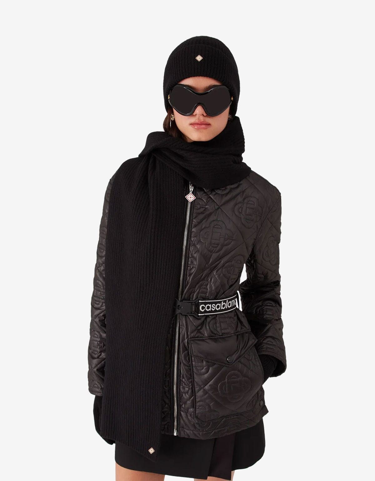 Casablanca Casablanca Black Wool Rib Ski Scarf Size ONE SIZE - 2 Thumbnail