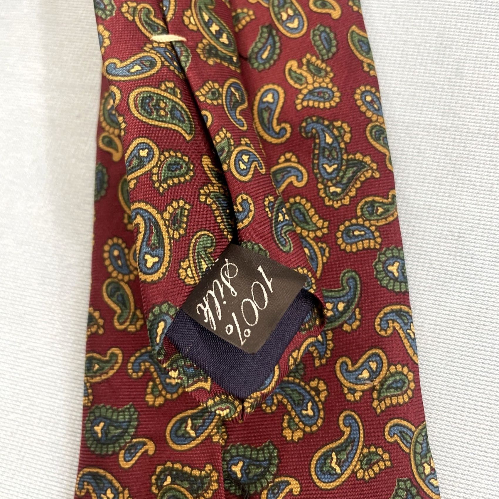Vintage VINTAGE Italian Silk Neck Tie Paisley Red Green Yellow 3.5x56 USA Classic Necktie Men's Tie Size ONE SIZE - 4 Thumbnail