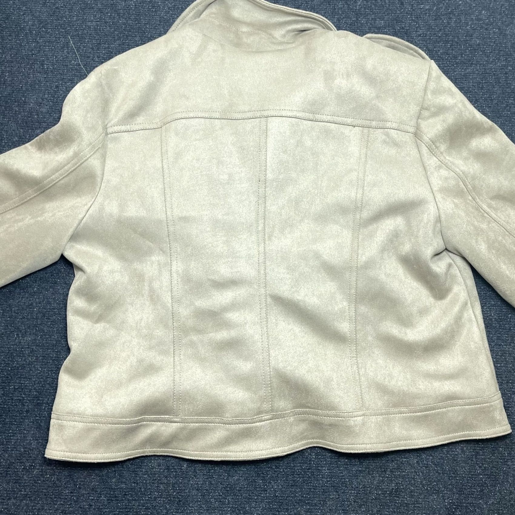 Vintage Philosophy Jacket Womens XL Taupe Faux Suede Moto Asymmetrical Zip Pockets Lined Size XL / US 12-14 / IT 48-50 - 4 Thumbnail
