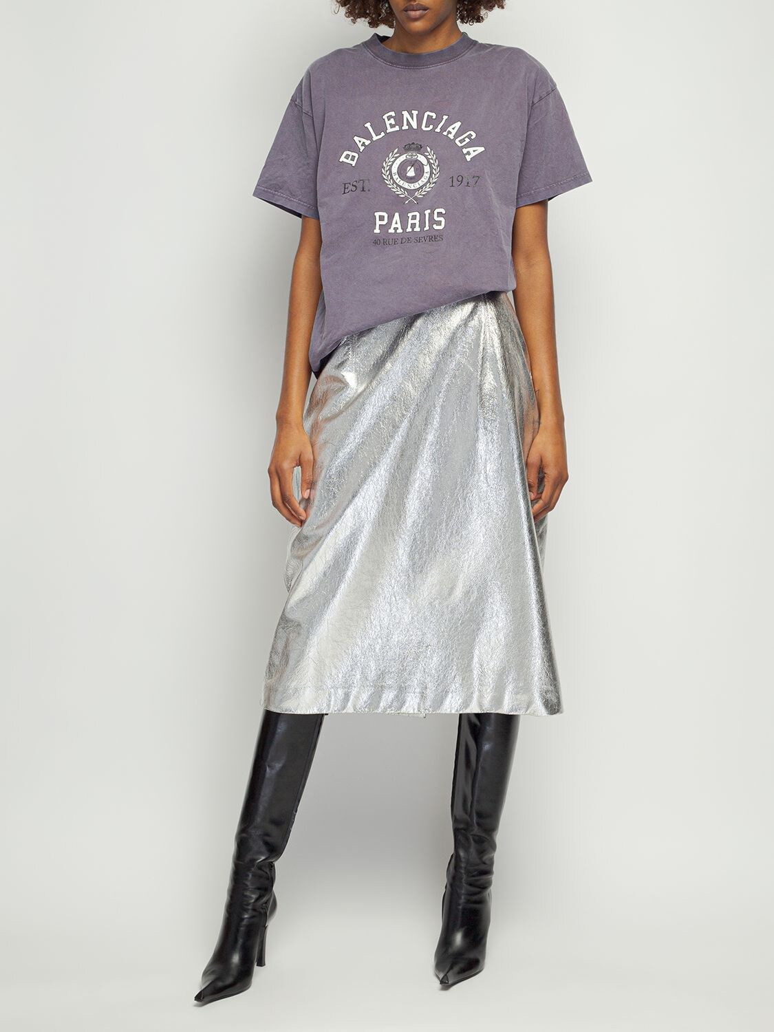 Balenciaga o1y0625 Midi Skirt in Silver Size 28" / US 6 / IT 42 - 3 Thumbnail