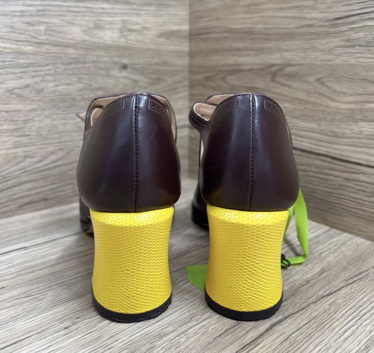 Fendi Fendi Brown & Yellow Mary Jane High Heels J41 Size US 6 / IT 36 - 4 Thumbnail