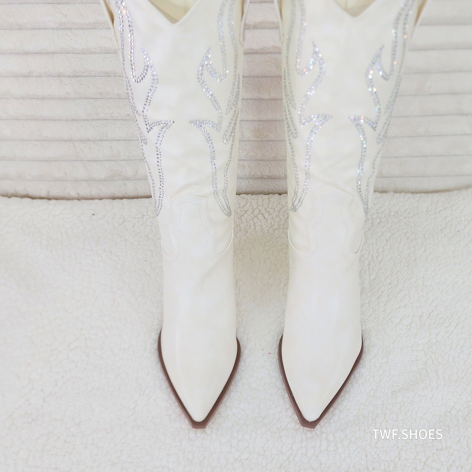 Other So Me Mileage Cream Ivory Rhinestone Design Western Cowgirl Size US 6 / IT 36 - 6 Thumbnail