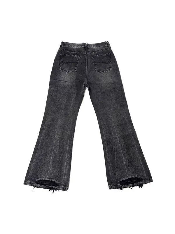 Jean Washed and distressed Y2K leg ripped micro flare jeans Size US 30 / EU 46 - 5 Thumbnail