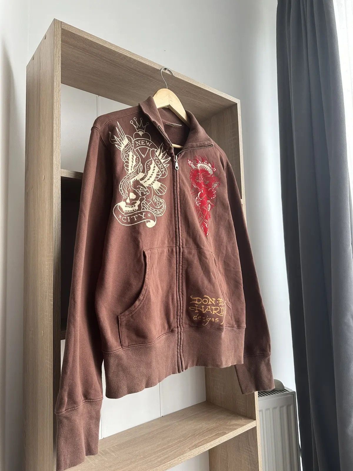 Christian Audigier × Ed Hardy × Vintage Vintage Ed Hardy Christian Audigier Brown Hoodie Size US M / EU 48-50 / 2 - 11 Thumbnail