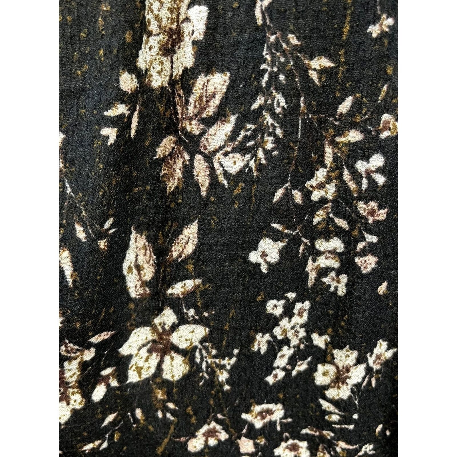 Zara Zara Mini Dress Womens M Boho Peasant Floral Dark Forest Fairy Long Sleeve Tie Front Gathered Waist Black Size M / US 6-8 / IT 42-44 - 6 Thumbnail