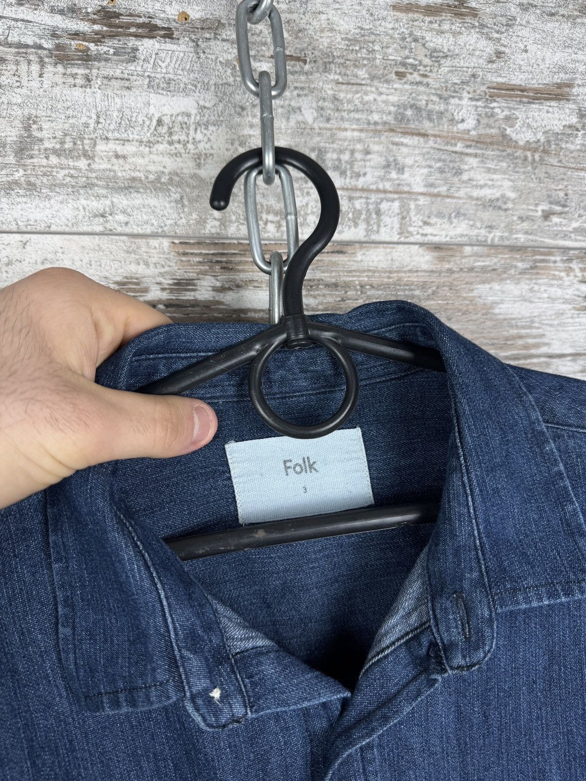 Folk Mens Vintage Folk denim shirts button up jeans blue luxury Size US M / EU 48-50 / 2 - 7 Thumbnail