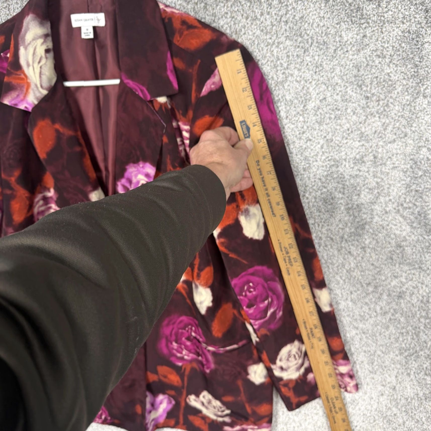 Vintage SUSAN GRAVER Blazer Womens 1X Plus Burgundy Floral Office Chic Bohemian Gothic Pattern Blazer Jacket Size XL / US 12-14 / IT 48-50 - 3 Thumbnail