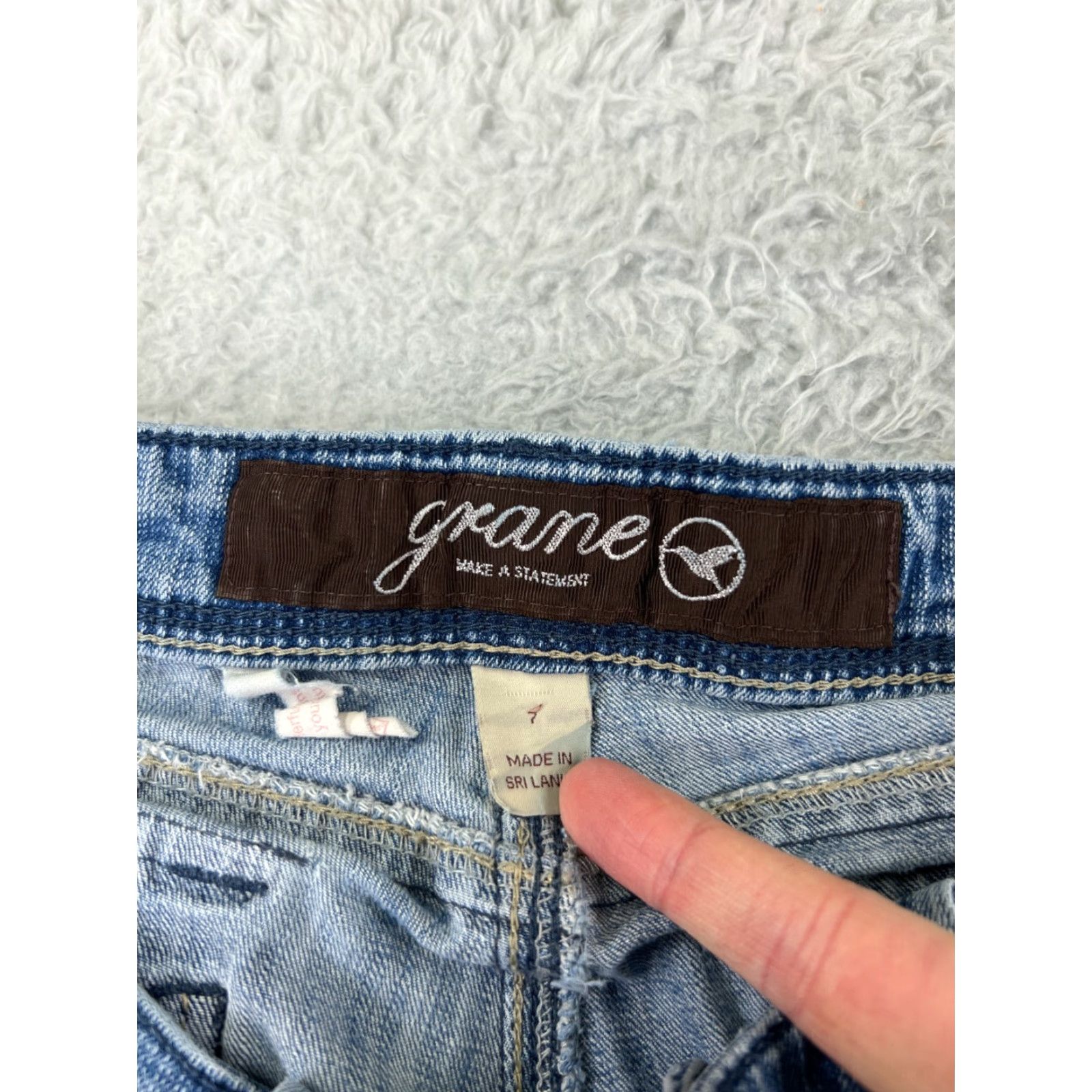 Vintage Crane Jeans Juniors 7 Blue Denim Flared Low Rise 24x29 Cotton Blend 5-Pocket Distressed Vintage No Size 28" / US 6 / IT 42 - 6 Thumbnail