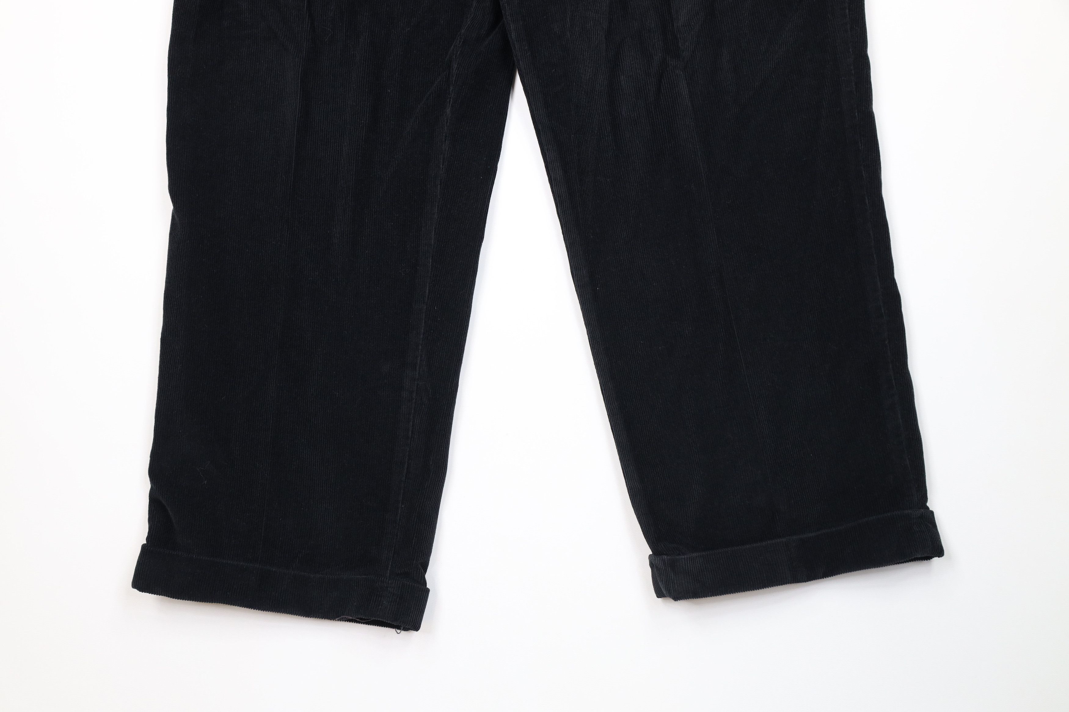 Lands' End Vintage 90s Lands End Cuffed Wide Leg Corduroy Pants Black Size US 38 / EU 54 - 4 Thumbnail