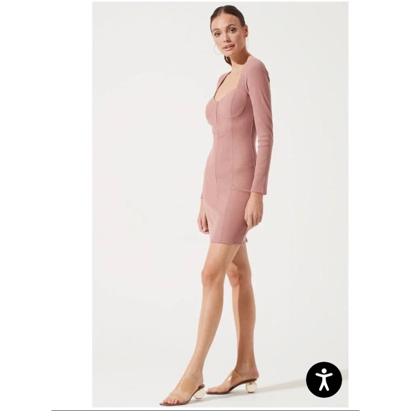 ASTR The Label ASTR The Label Ribbed Long Sleeve Bodycon Dress Womens XL Size XL / US 12-14 / IT 48-50 - 1 Thumbnail