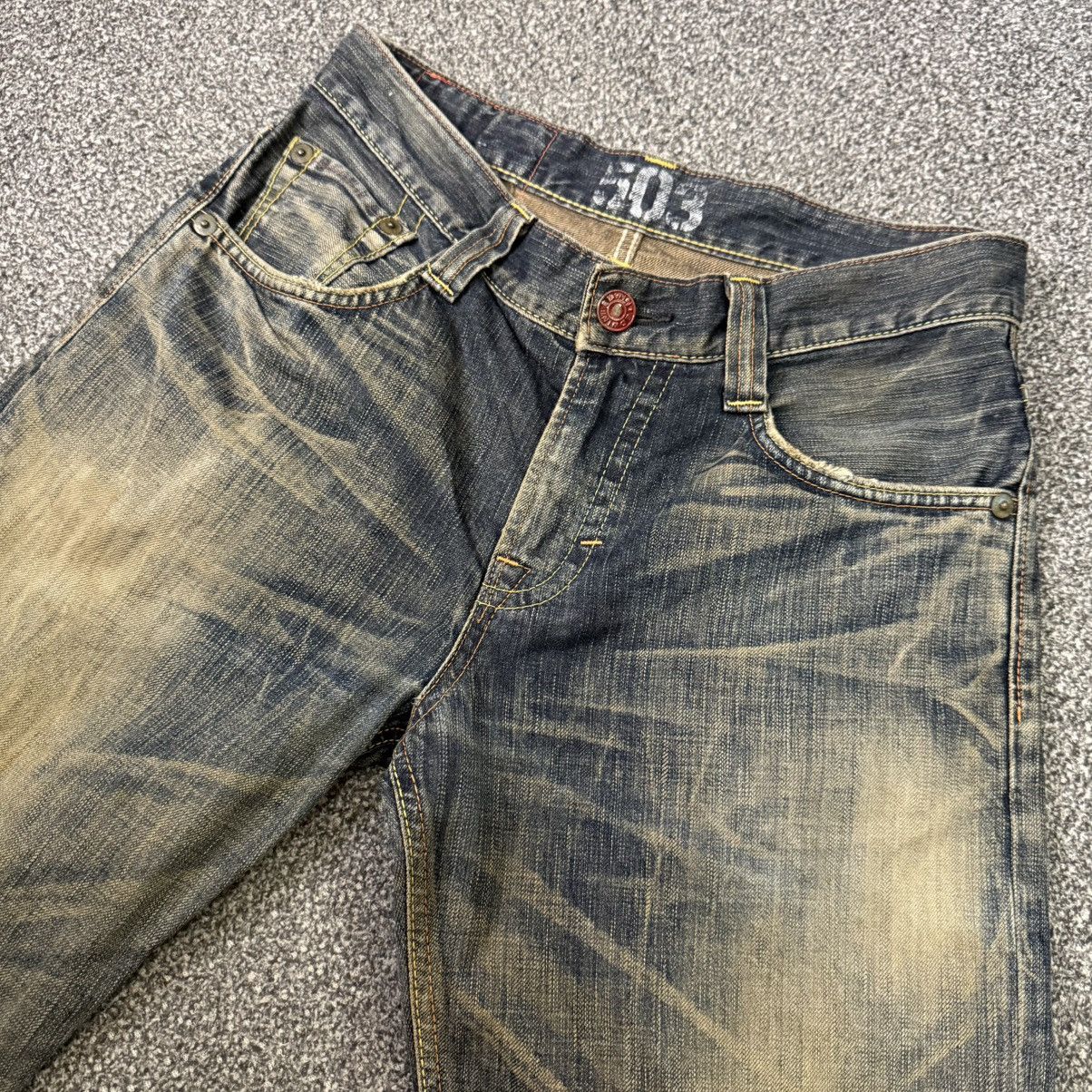 If Six Was Nine 🔥 Vintage Special Flared 🌈 Stich Edwin Blue Trip Mud Denim Size US 30 / EU 46 - 4 Thumbnail