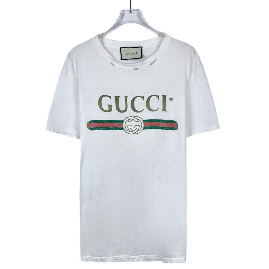 Gucci Gucci White Floral Logo Print Cotton T-Shirt (Size XXS) Size XXS / US 00 / IT 34 - 1 Thumbnail