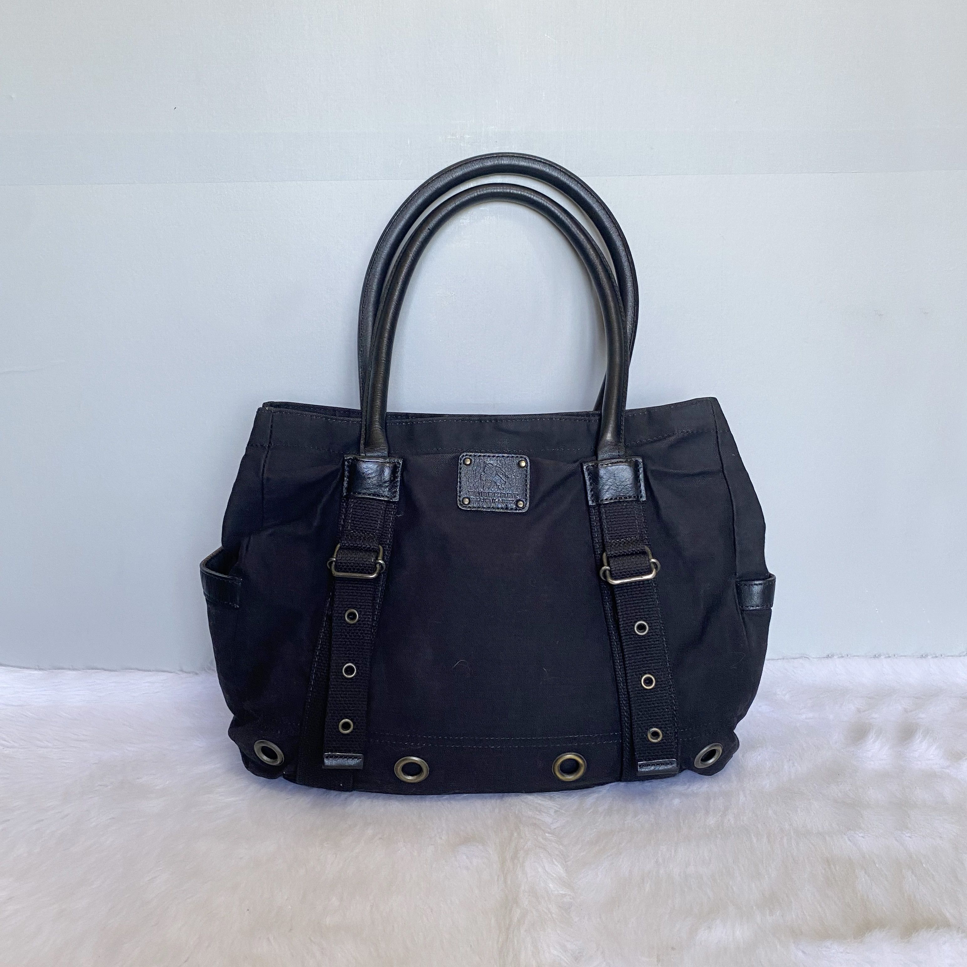 Burberry Blue Label Black Canvas Leather Tote Bag Size ONE SIZE - 1 Thumbnail