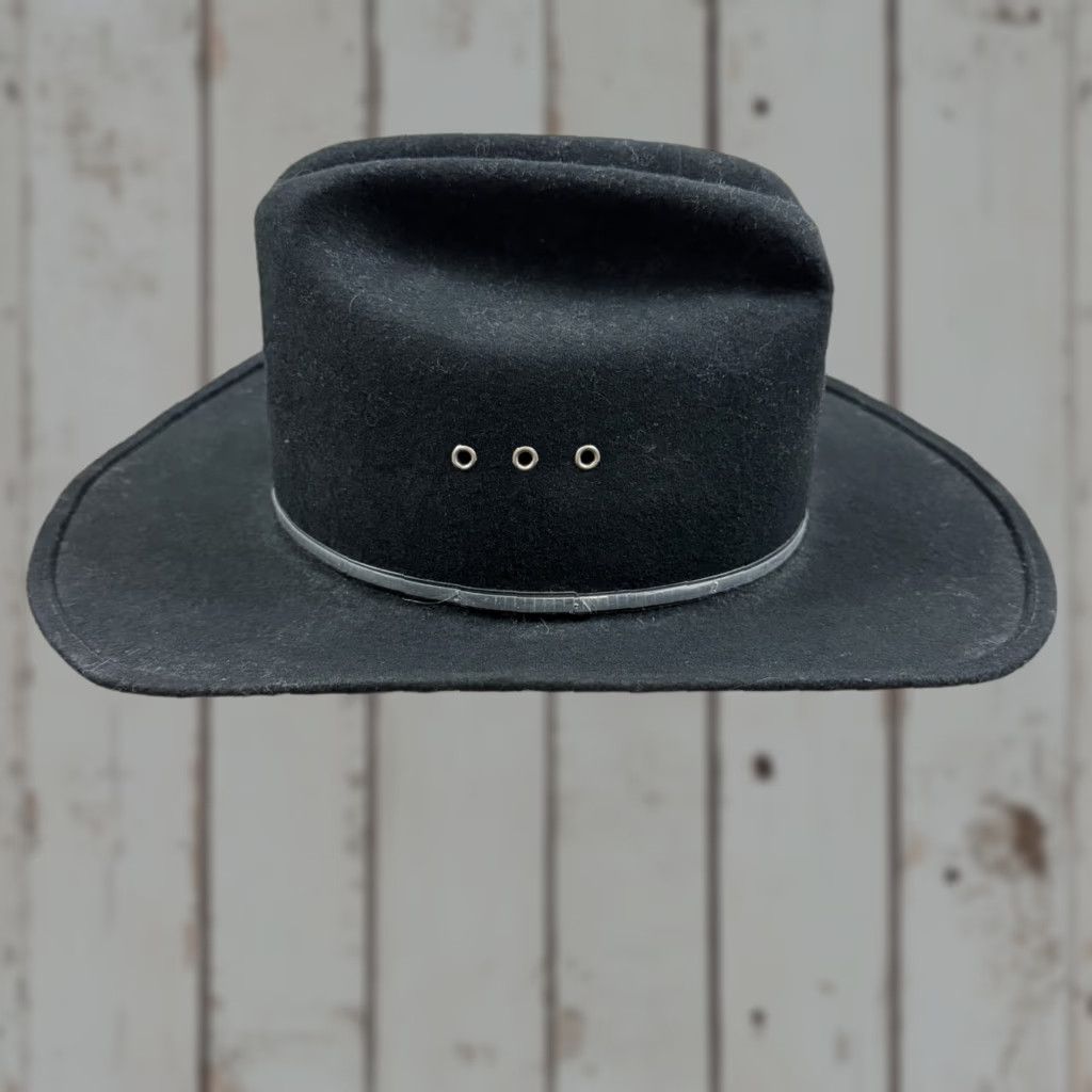 FELT VINTAGE Sheplers Cowboy Hat Mens Medium Black Wool Felt Western Made in USA Cowboy Hat Mens Medium Black Wool Felt Western USA Size ONE SIZE - 1 Thumbnail