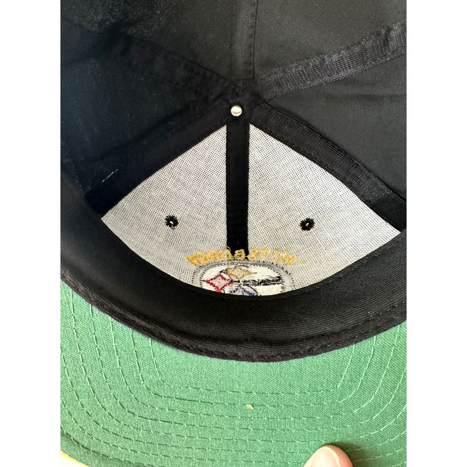 NFL VINTAGE AJD Pittsburgh Steelers NFL Snapback Hat Cap 90s Spellout Black Men One Size Cap Mens Hat Size ONE SIZE - 6 Thumbnail