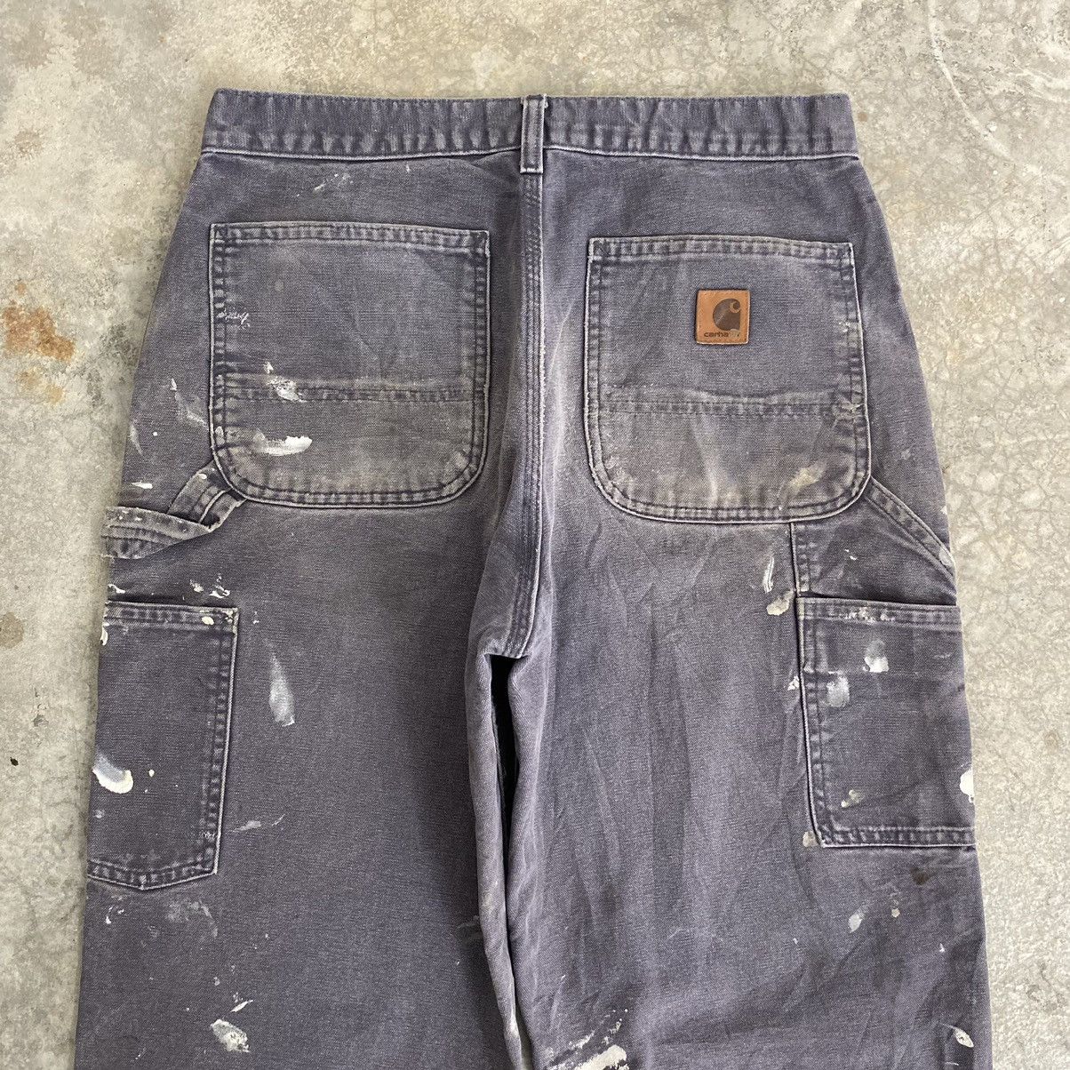 Carhartt VTG Carhartt Faded Petrol Blue Splatter Painter Pants Size US 31 - 21 Thumbnail