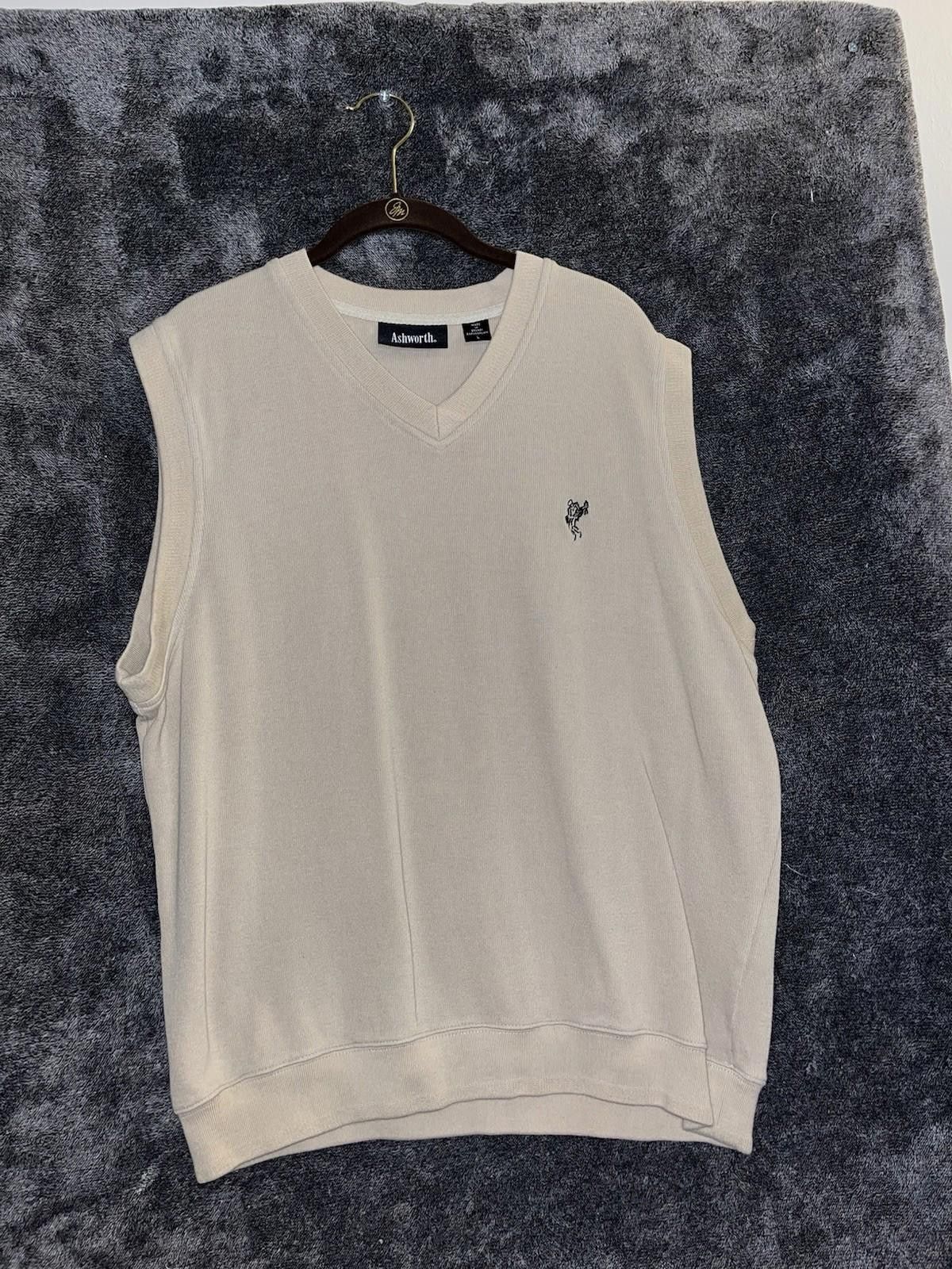 Ashworth Vtg Ashworth Cream Fleece Vest Golf Sweater V Neck Men L 90s Size US L / EU 52-54 / 3 - 1 Thumbnail
