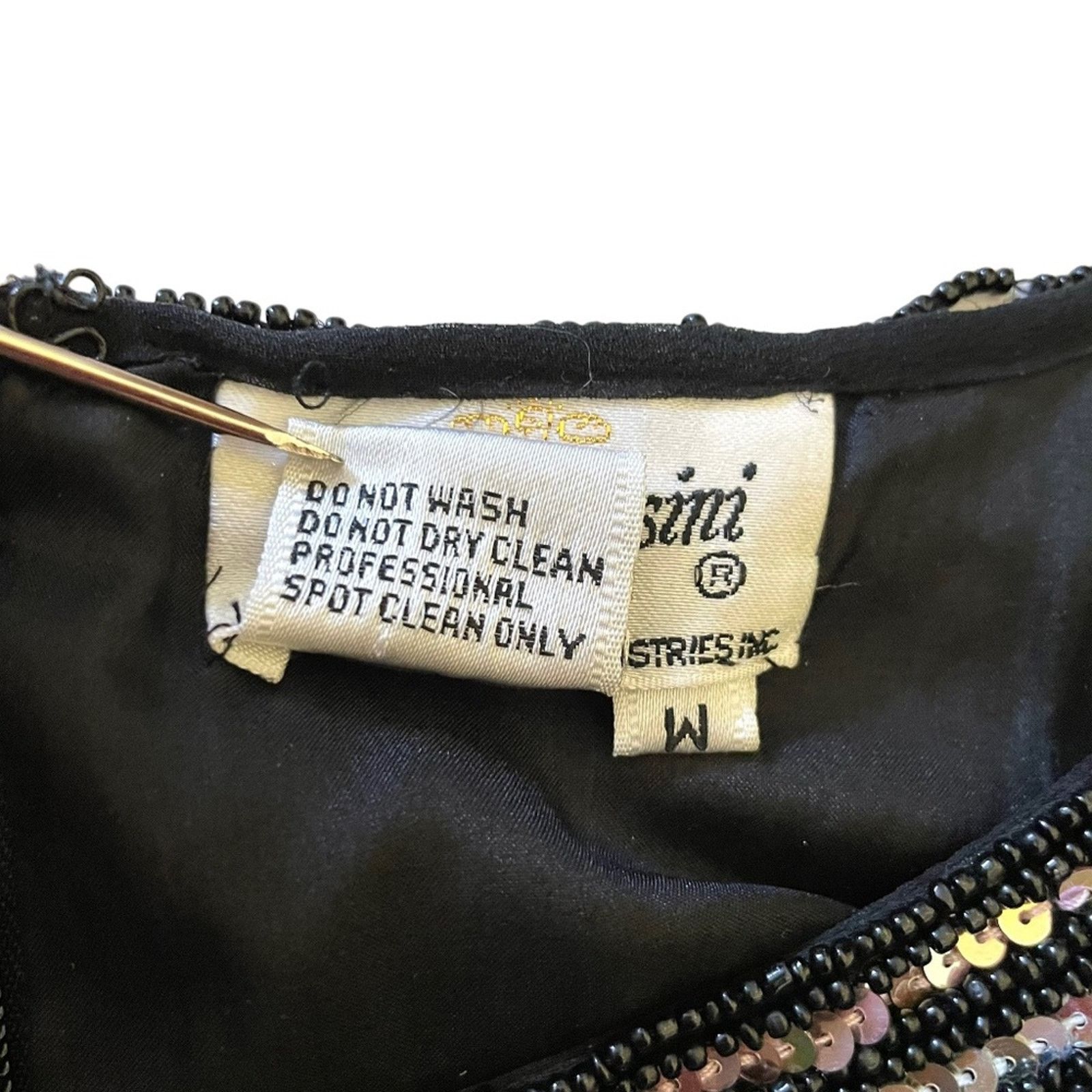 Oleg Cassini × Vintage Authentic Oleg Cassini Vintage Beaded Black Silk Floral Top Size M / US 6-8 / IT 42-44 - 4 Thumbnail