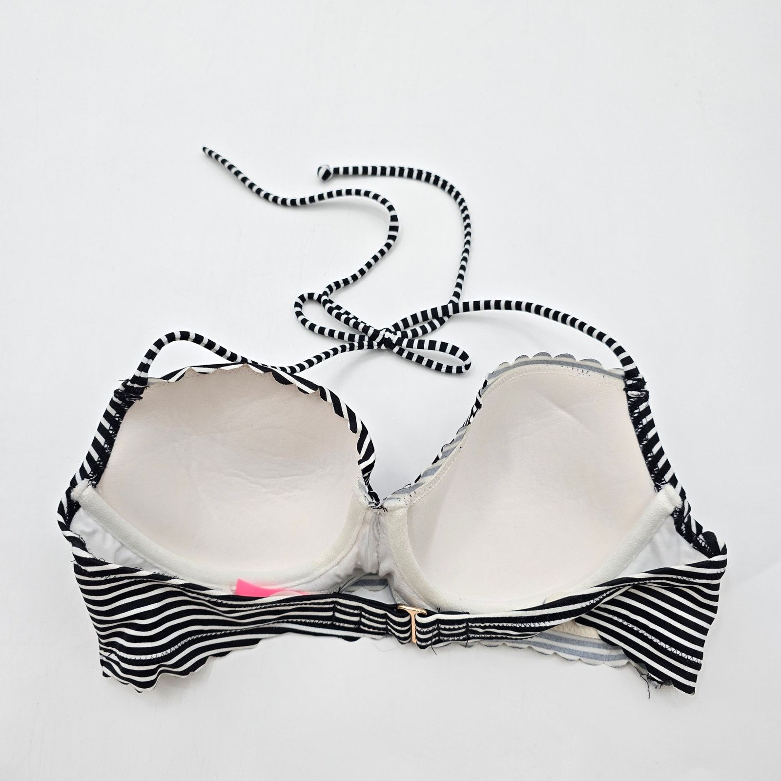 Victoria's Secret Victoria's Secret Black White Stripe Halter Bikini Top S 34B Size ONE SIZE - 2 Thumbnail