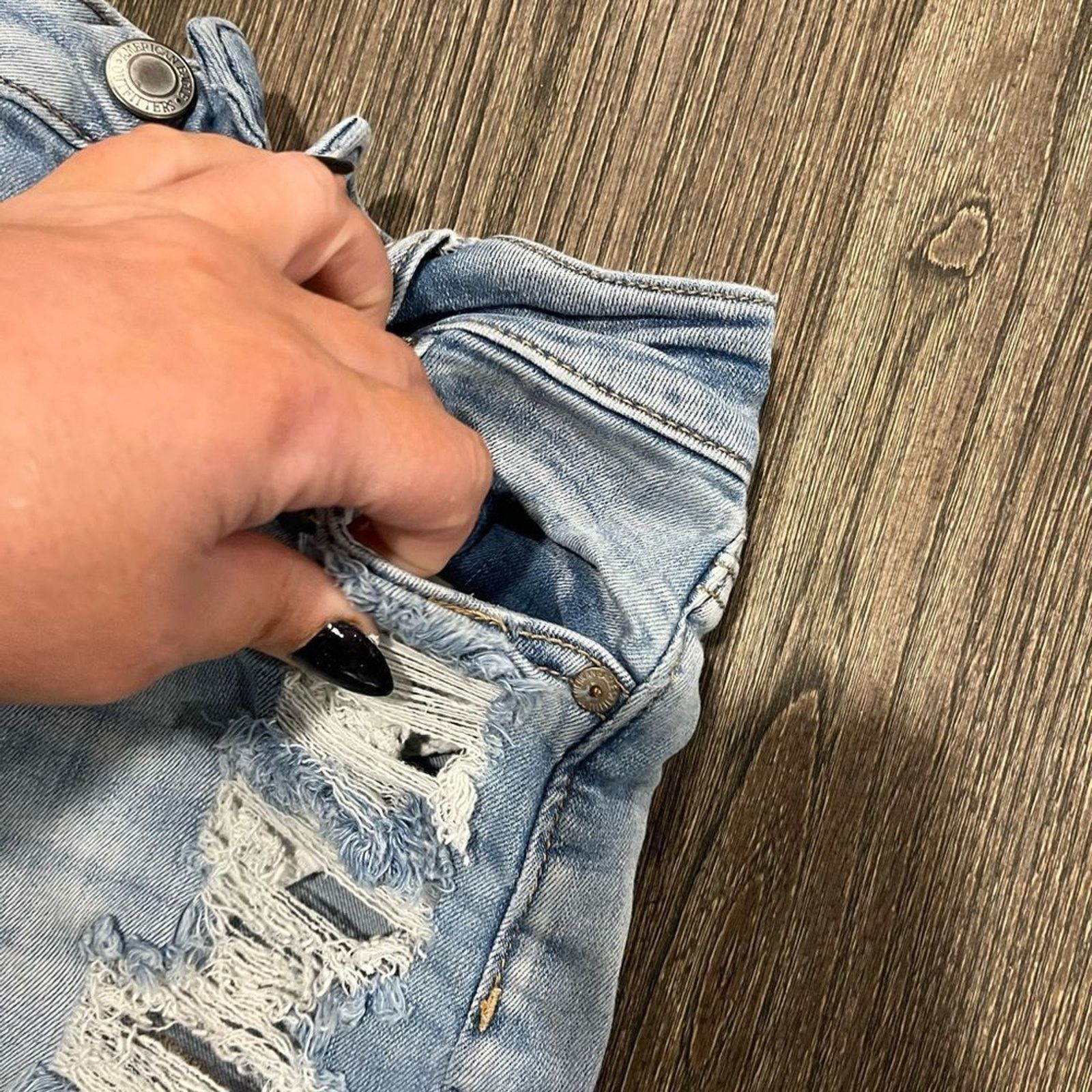 American Eagle Outfitters American Eagle Boyfriend Shorts Distressed Whisker Denim Size 25" / US 0 / IT 36 - 4 Thumbnail