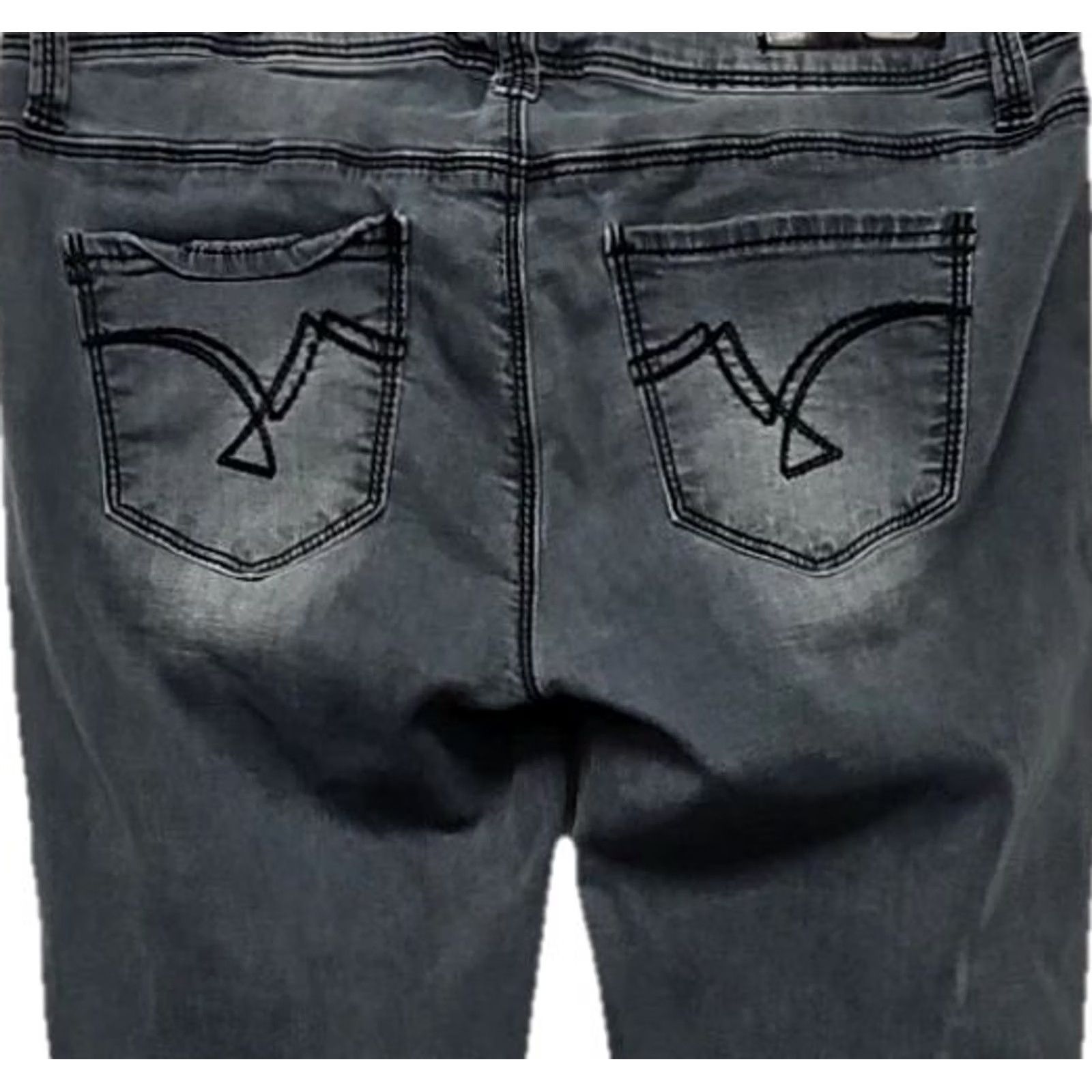 Denime YMI Skinny Jeans Juniors 5 Distressed Ripped Stretch Mid Rise Blue Denim Womens Girls 26in Inseam Regular Separate Zip Button Pant Size 27" / US 4 / IT 40 - 5 Thumbnail