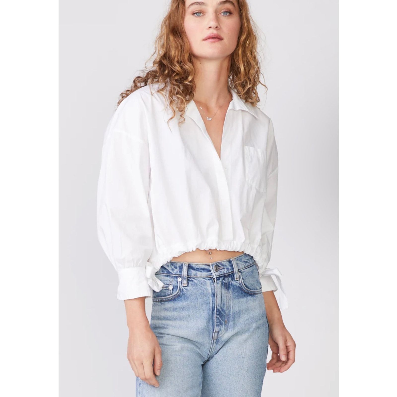 Other STATESIDE Structured Poplin Tie Hem Shirt in White S Size S / US 4 / IT 40 - 4 Thumbnail