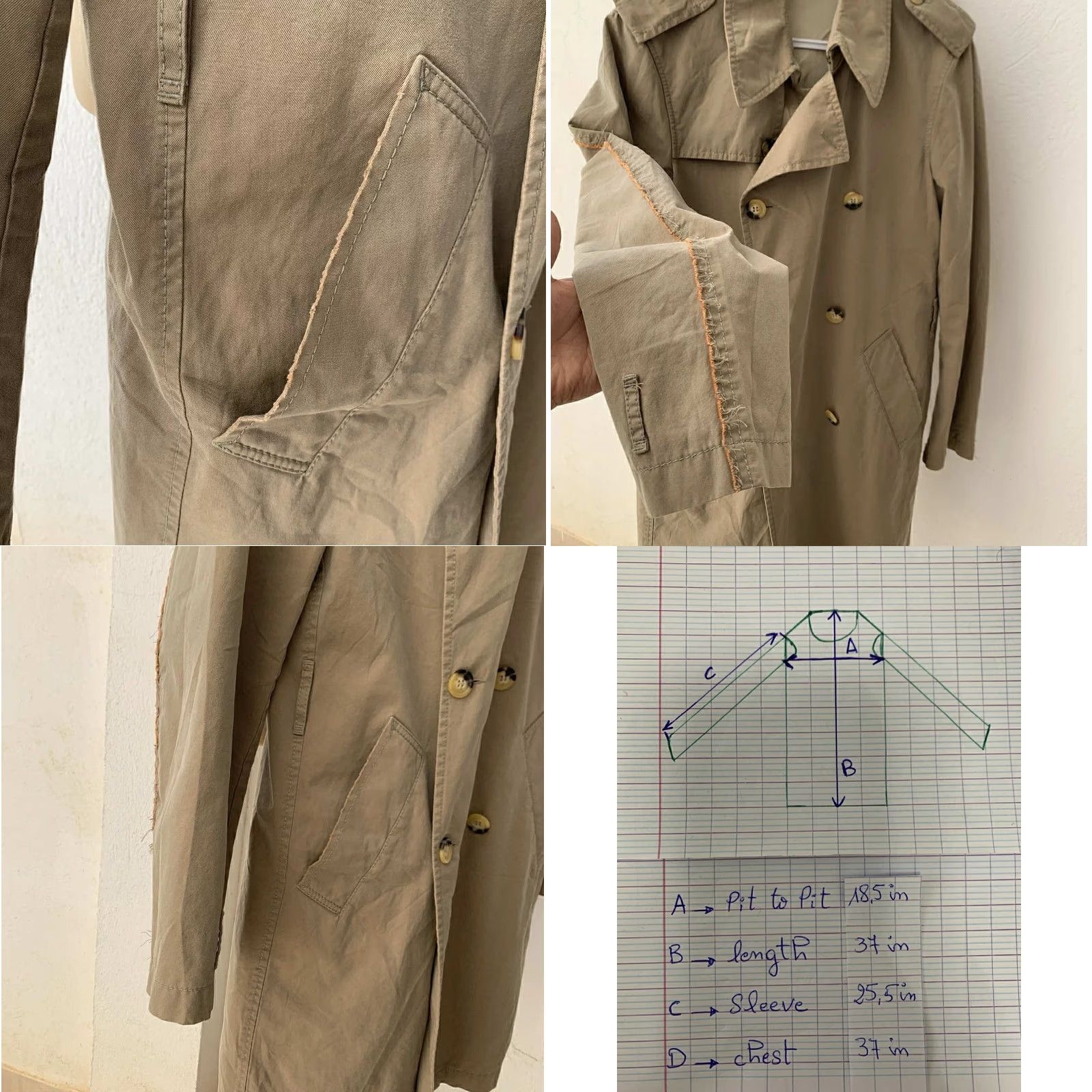Valentino R.E.D. Valentino Trench Coat Double-Breasted Women L Beige Italy Cotton Coat Size L / US 10 / IT 46 - 9 Thumbnail