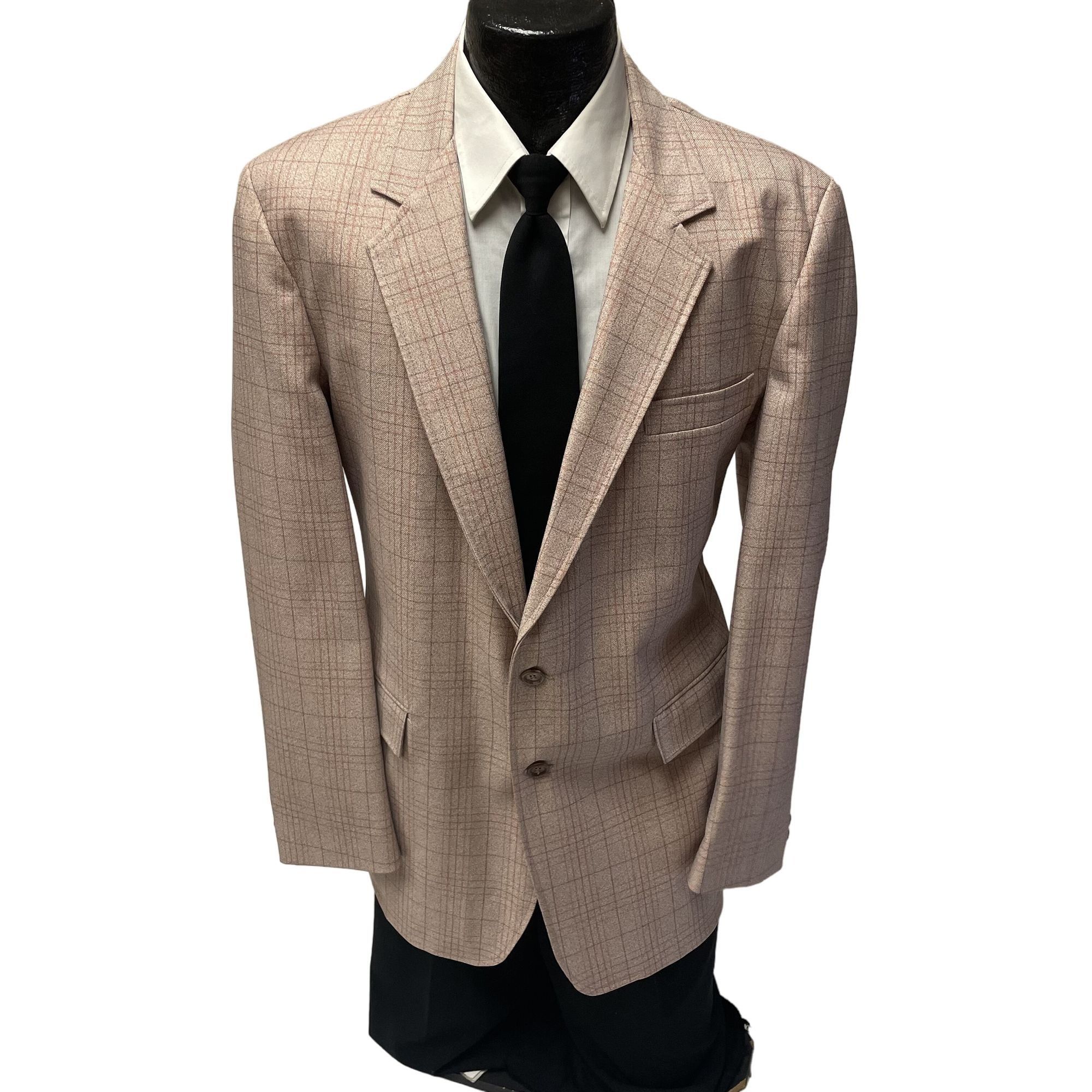 Sears Vtg Sears MOD Brown Sport Coat APRICOT PEACH Jacket Size 40R - 1 Thumbnail