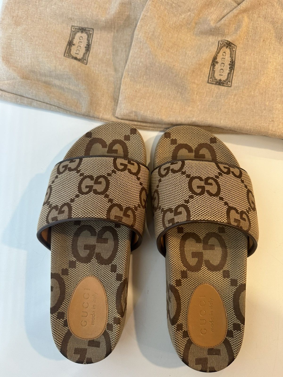 Gucci Gucci GG Canvas Slide Sandal 'Camel Monogram' Size US 8 / EU 41 - 1 Thumbnail