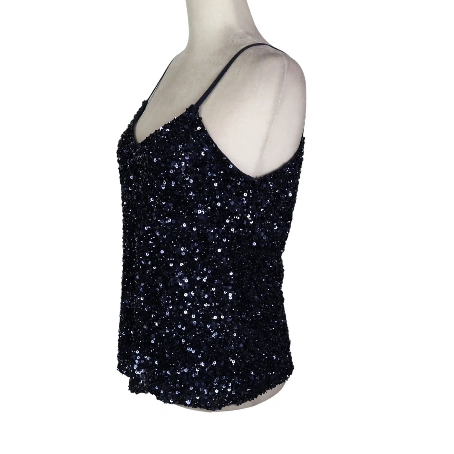 Parker Parker Navy Blue Sequin Beaded Camisole Tank Top XS Womens Size XS / US 0-2 / IT 36-38 - 3 Thumbnail
