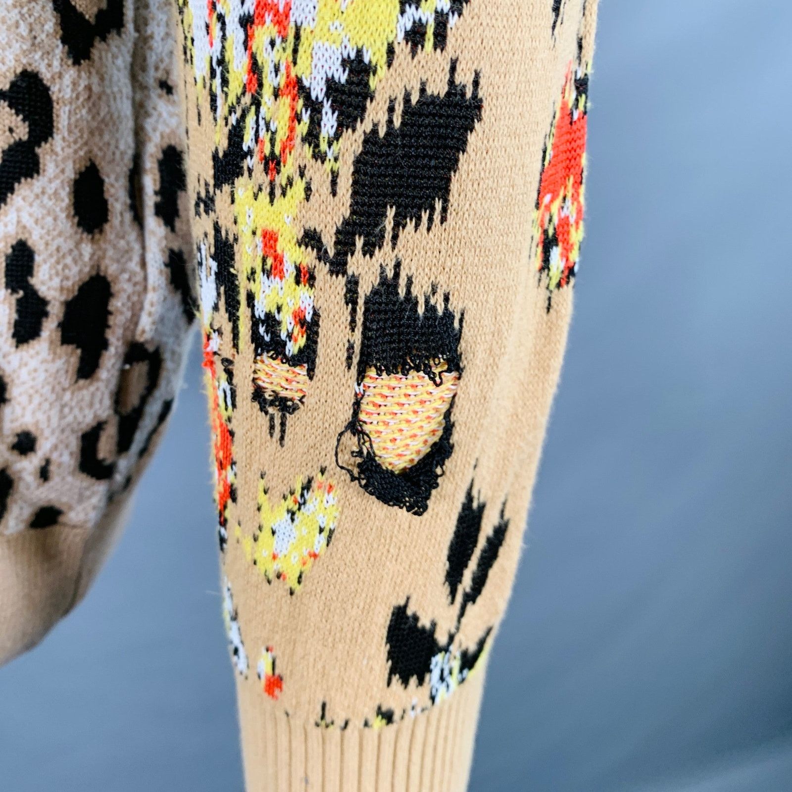 MSGM Khaki Black White Viscose Oversized Mixed Patterns Cardigan Size M / US 6-8 / IT 42-44 - 4 Thumbnail