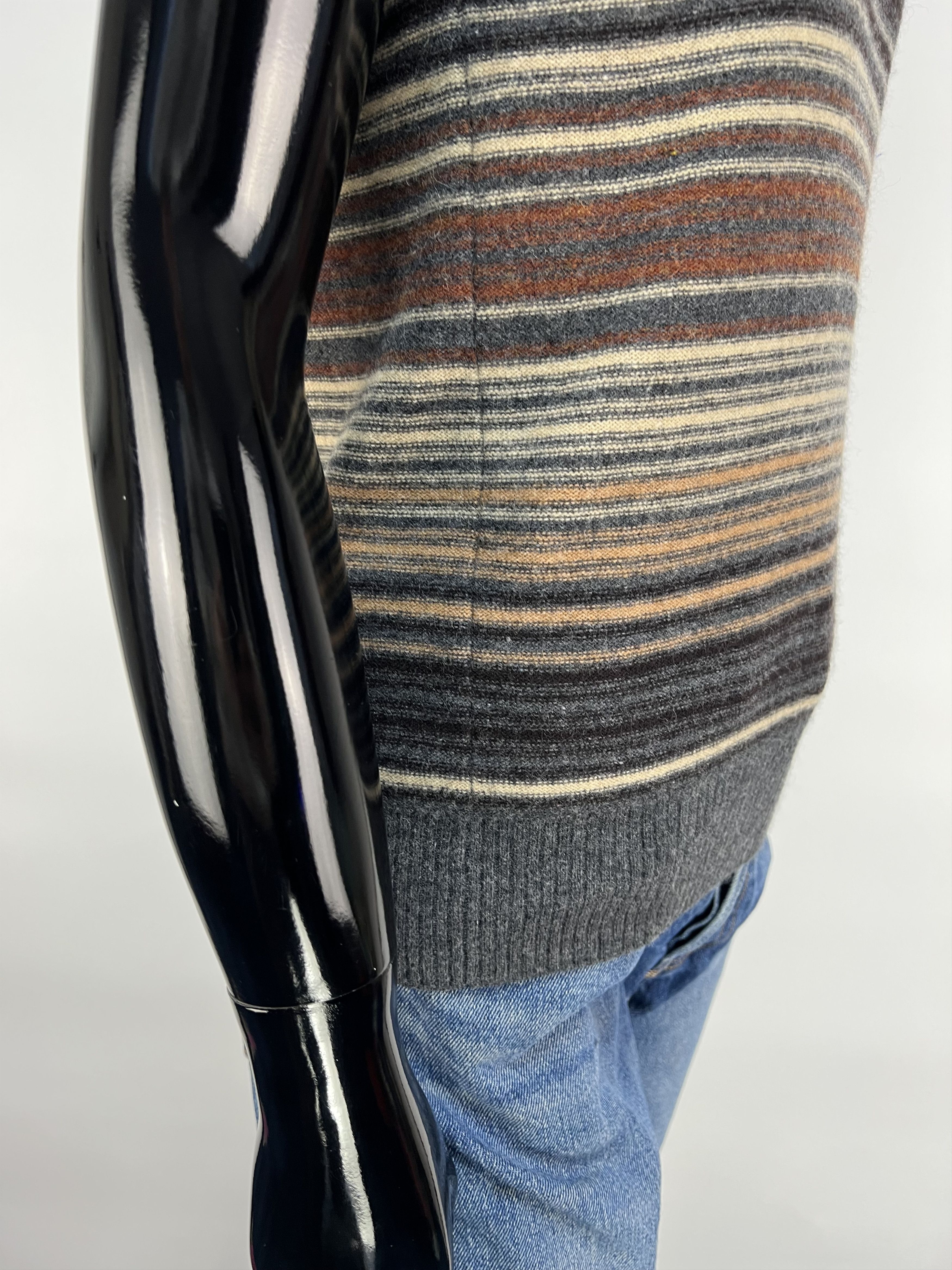 Dolce & Gabbana Dolce Gabbana Multicolor Striped Wool V-Neck Vest Size S / US 4 / IT 40 - 7 Thumbnail