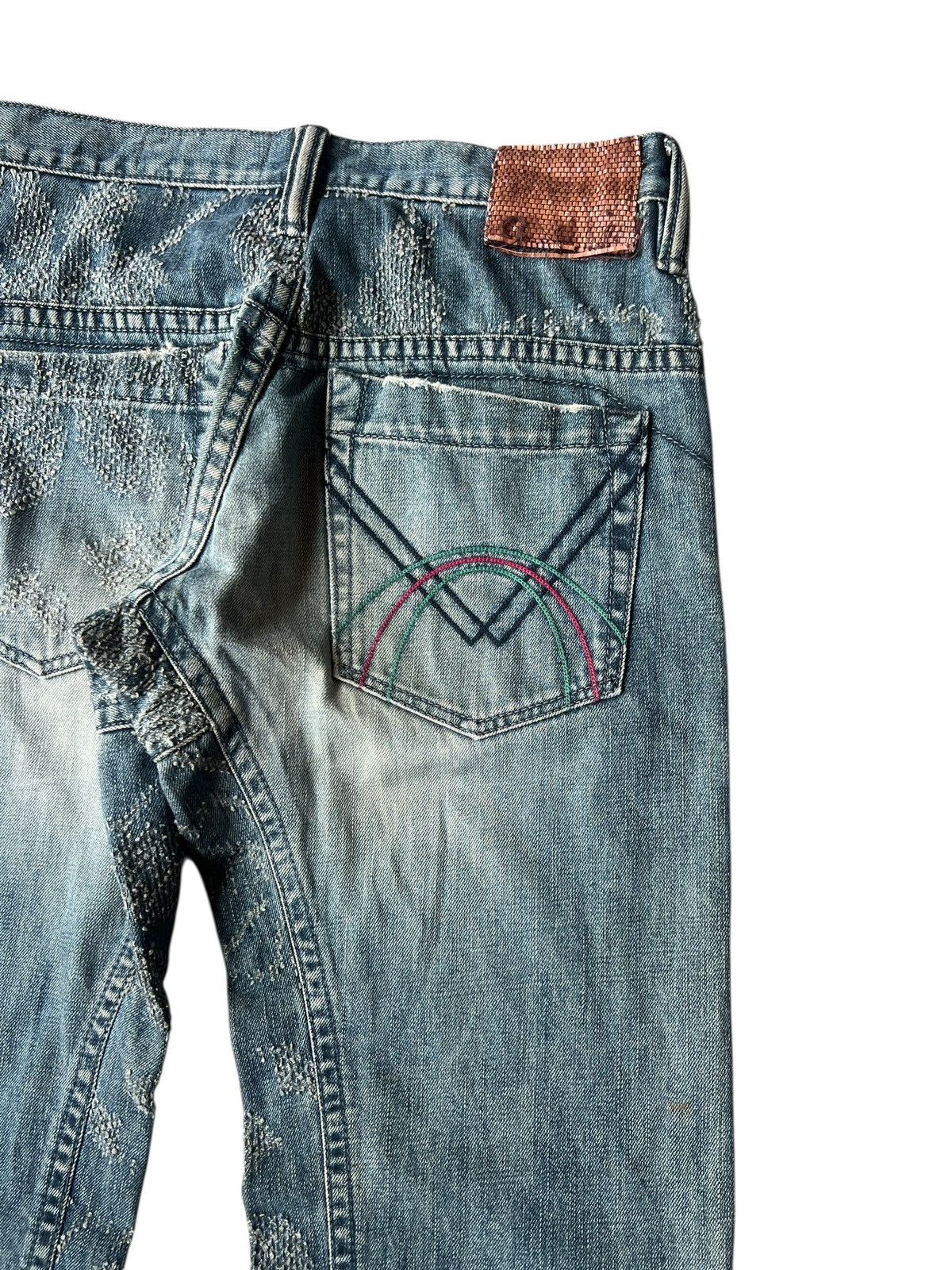 Handmade Mizra Hand Made in Japan Distressed Boro Denim Bootcut Jeans Size US 30 / EU 46 - 18 Thumbnail